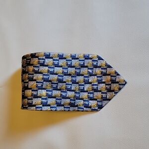 ermenegildo zegna Mens Tie Gold/Silver/Blue EUC 59L Gorgeous Silk Tie